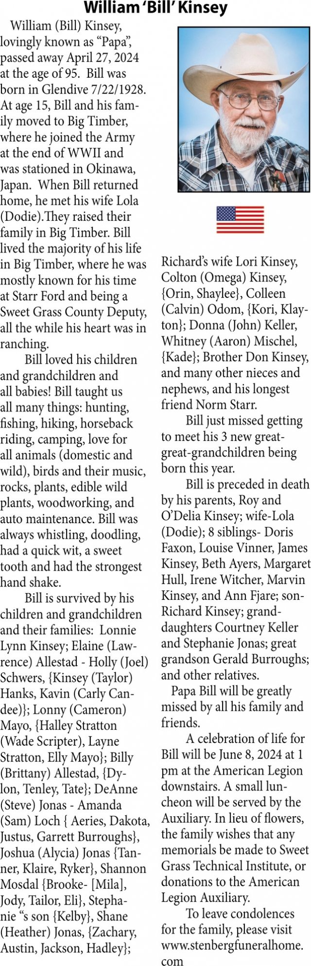 William 'Bill' Kinsey, Obituaries, Glendive, MT