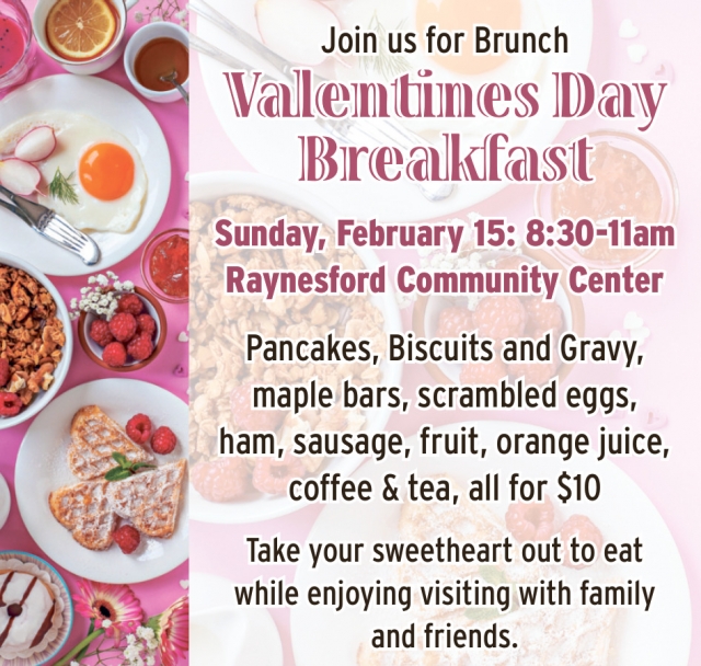 Valenties Day Breakfast, Raynesford Community Center, Raynesford, MT