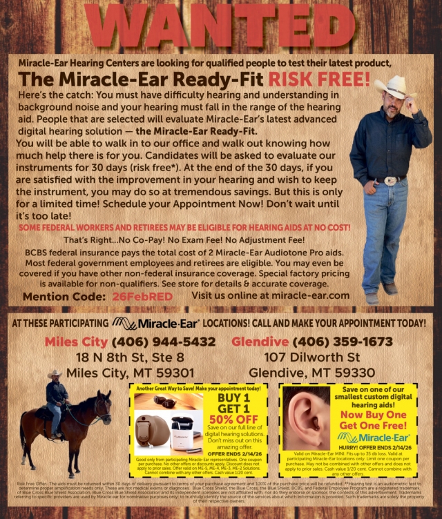 Hearing Loss Treatment,  Miracle-Ear / Miles City - Glendive, Glendive, MT