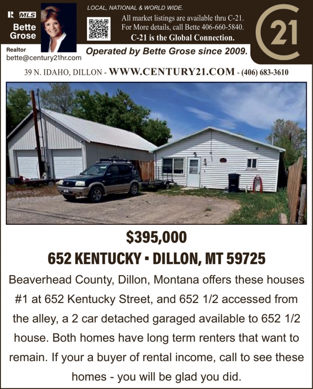 Local National & World Wide, Bette Grose - Century 21, Dillon, MT