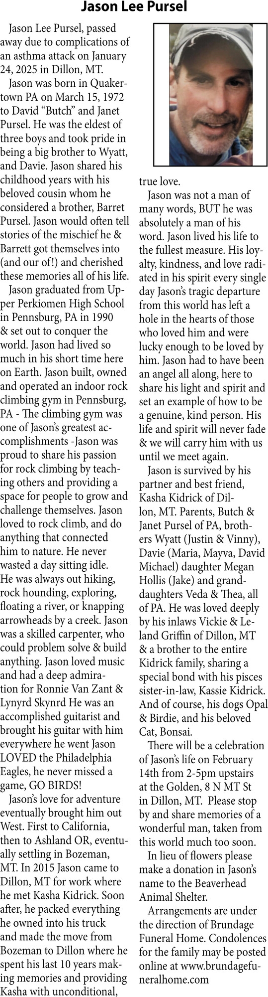 Jason lee Pursel, Obituaries, Glendive, MT