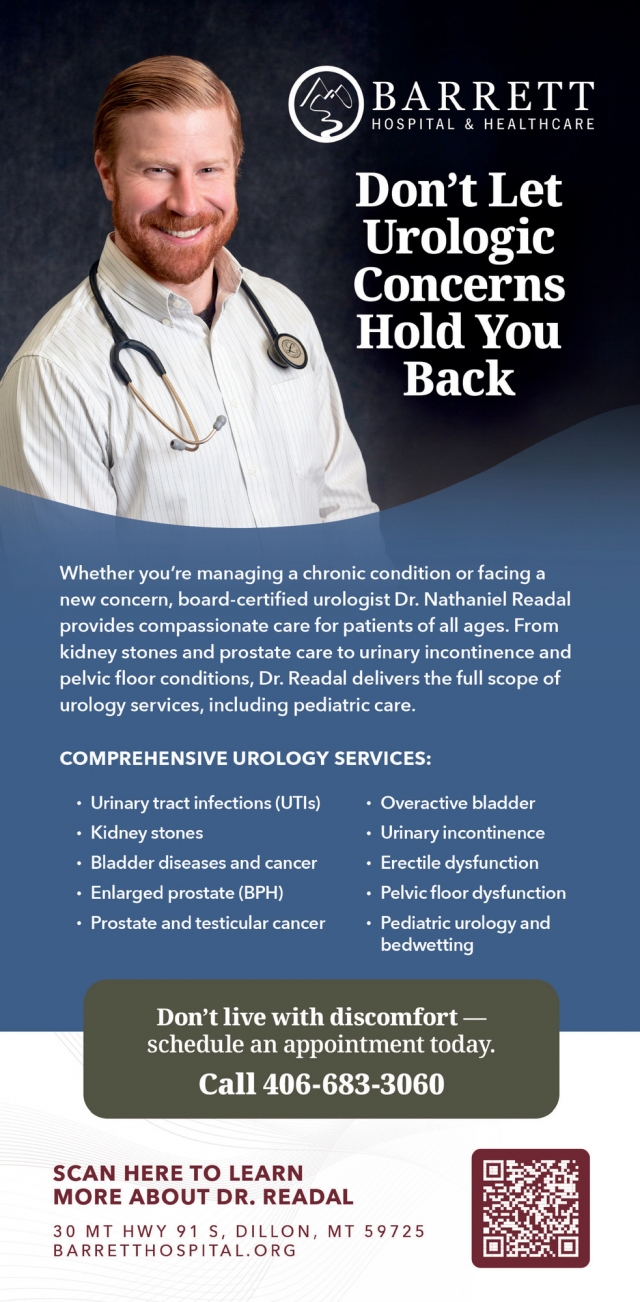 Don't Let Urgologic Concerns Hold You Back, Barrett Hospital & Healthcare, Dillon, MT