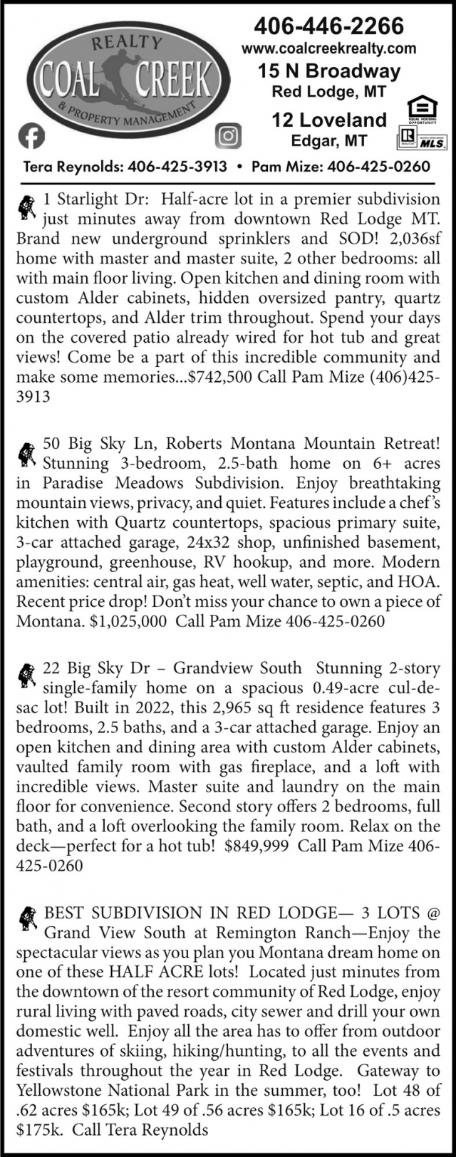 Property Management, Coal Creek Realty & Property Management, Edgar, MT