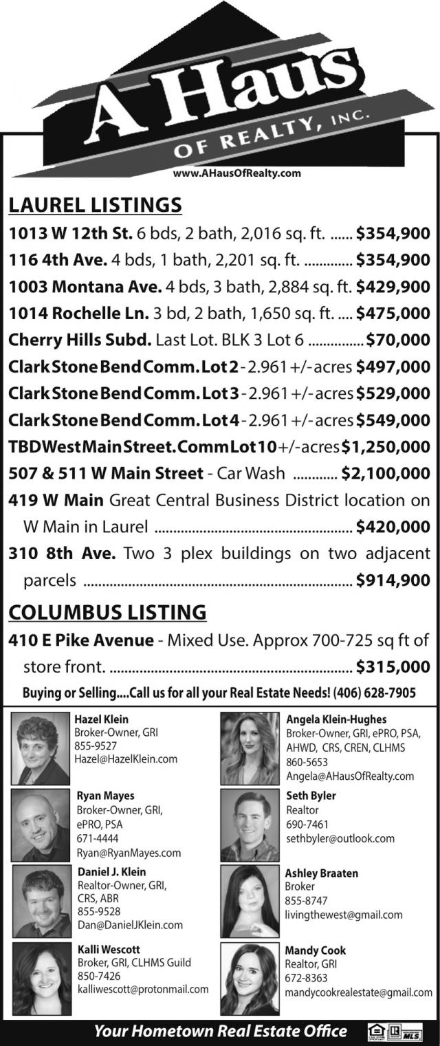 Laurel Listings, A Haus of Realty, Inc., Laurel, MT