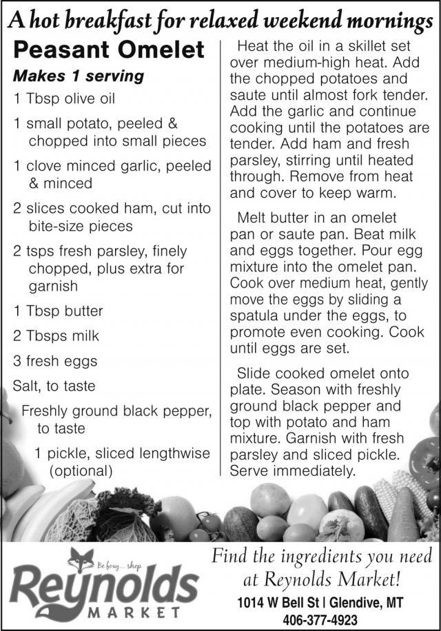 A Hot Breakfast for Relaxed Weekend Mornings, Reynolds Market, Sidney, MT