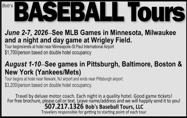 See MLB Games, Bob's Baseball Tours, LLC