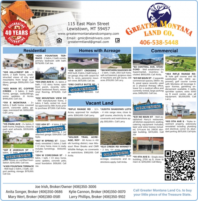 Homes with Acreage, Greater MT Land Company, Lewistown, MT