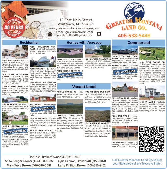 Homes with Acreage, Greater MT Land Company, Lewistown, MT