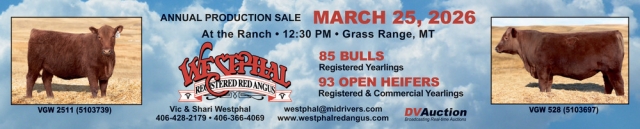 Proud to Support Grass Range Youth!, Westphal Red Angus, Grass Range, MT