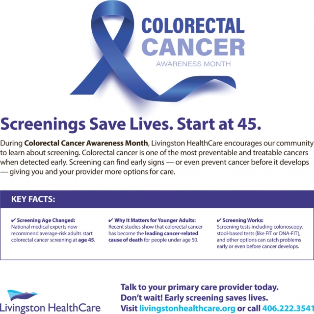Colorectal Cancer Awareness Month, Livingston Healthcare, Livingston, MT
