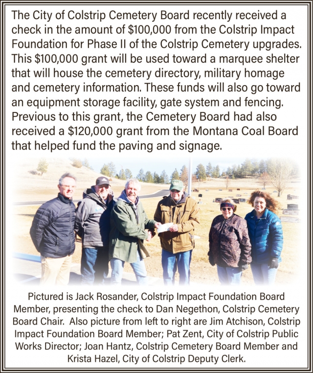 Notice, City of Colstrip, Colstrip, MT