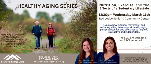 Healthy Aging Series, Beartooth Billings Clinic, Red Lodge, MT