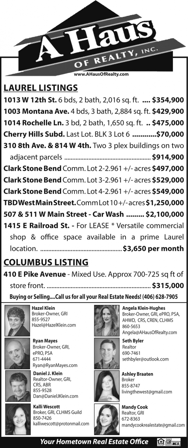Laurel Listings, A Haus of Realty, Inc., Laurel, MT