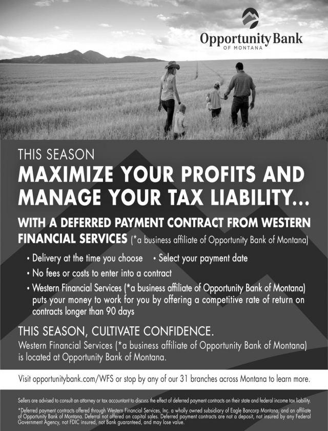Maximize Your Profits and Manage Your Tax Liability..., Opportunity Bank, Helena, MT