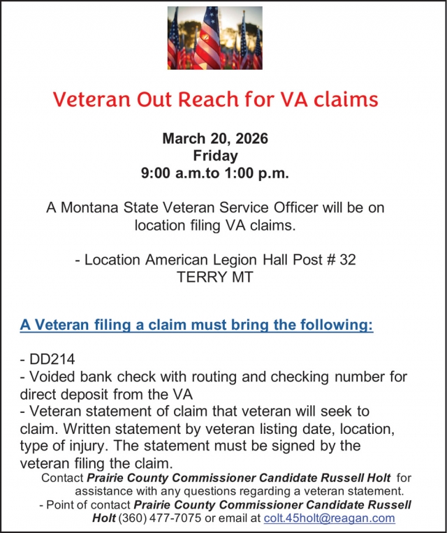 Veteran Out Reach for VA Claims , Veteran Out Reach for VA Claims (March 20, 2026)