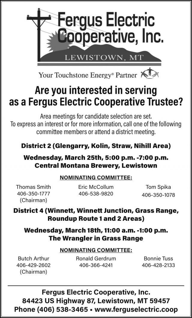 You Touchstone Energy Partner, Fergus Electric Cooperative, Inc, Lewistown, MT