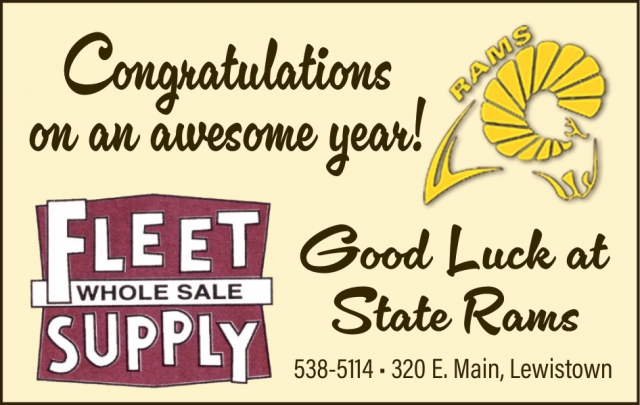 Good Luck at State Rams, Fleet Wholesale Supply, Lewistown, MT