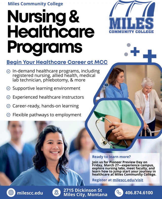 Nursing & Healthcare Programs, Miles Community College, Miles City, MT