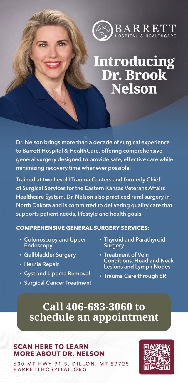 Introducing Dr. Brook Nelson, Barrett Hospital & Healthcare, Dillon, MT