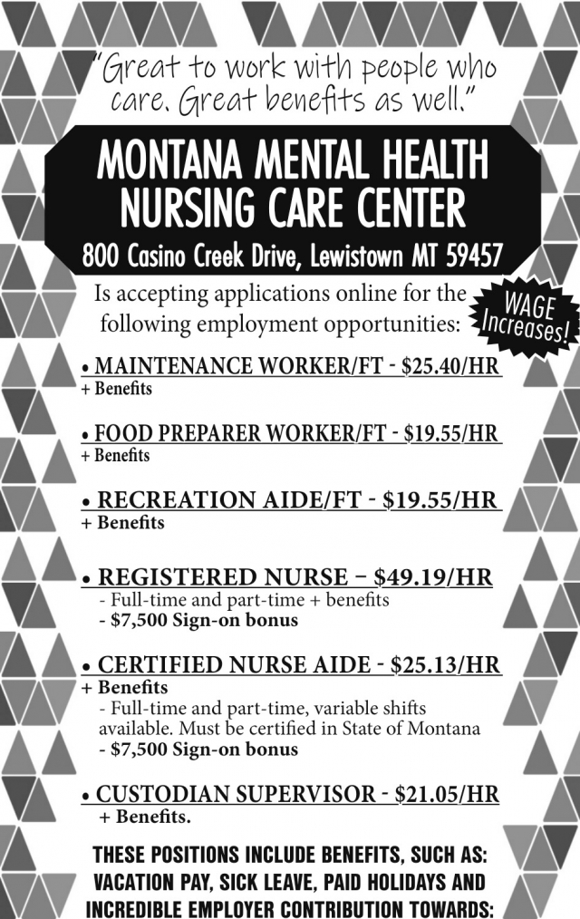 Maintenance Worker, Montana Mental Health Nursing Care Center, Lewistown, MT