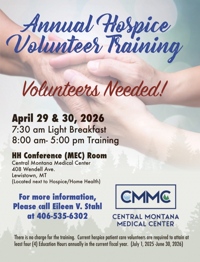 Annual Hospice Volunteer Training, Central Montana Medical Center, Lewistown, MT