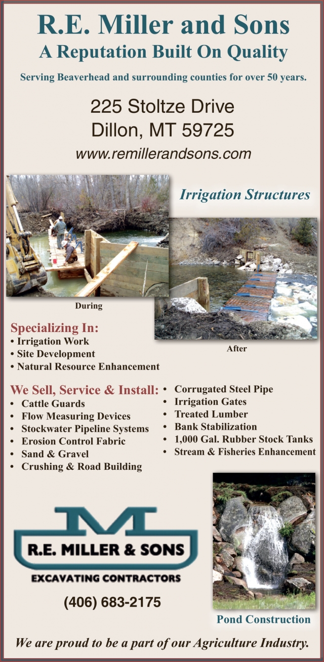 Serving Beaverhead and Surrounding Counties for Over 50 Years, R.E. Miller and Sons, Dillon, MT