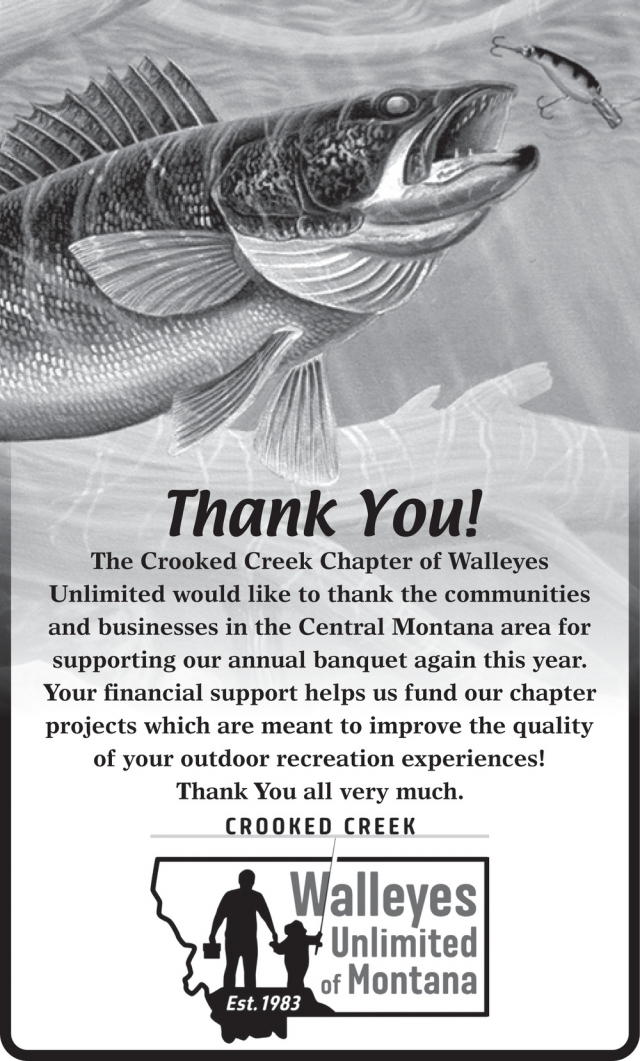 Thank You!, Walleyes Unlimited of Montana