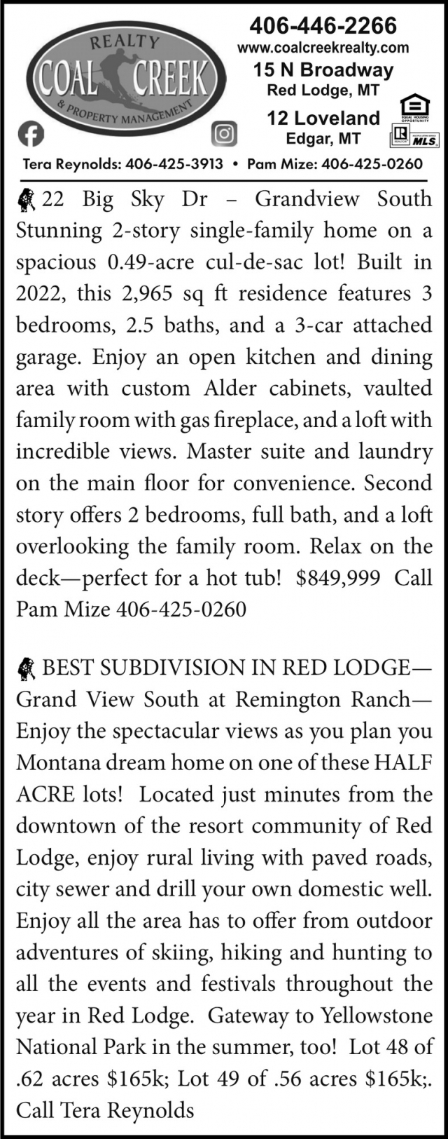 Property Management, Coal Creek Realty & Property Management, Edgar, MT