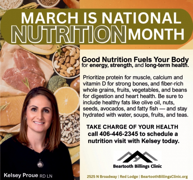 March Is National Nutrition Month, Beartooth Billings Clinic, Red Lodge, MT