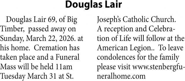 Douglas Lair, Obituaries, Glendive, MT