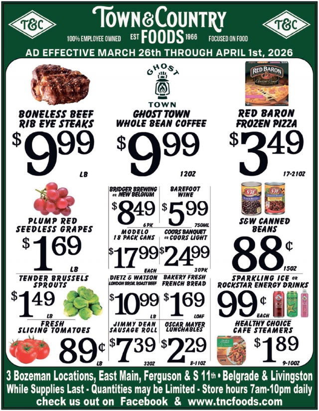 Boneless Beef Rib Eye Steaks, Town & Country Foods - Bozeman, Bozeman, MT