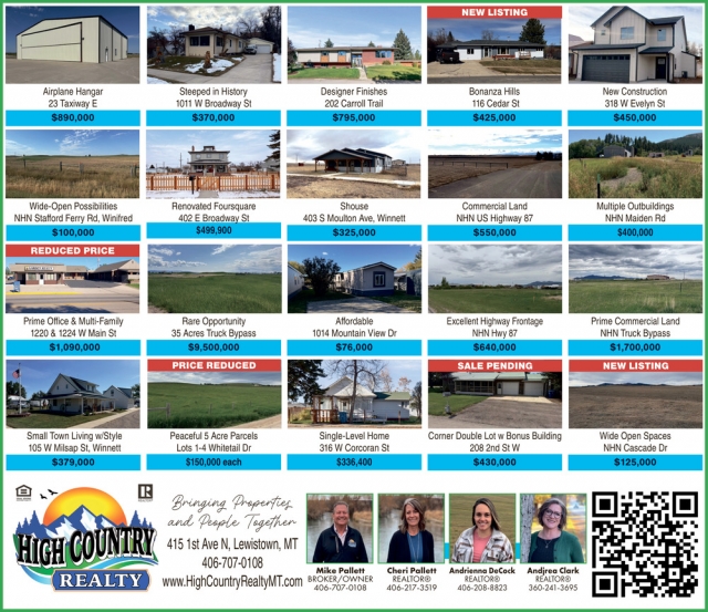 New Listing, High Country Realty, Lewistown, MT