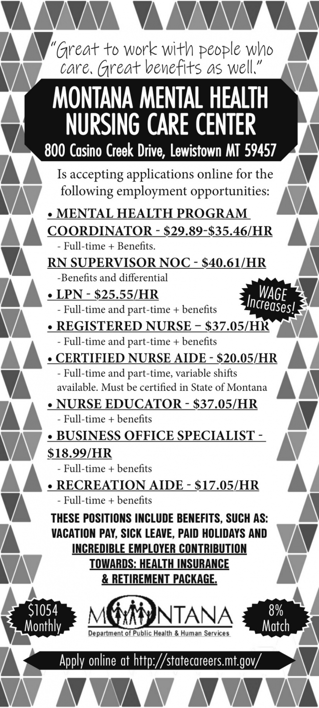Mental Health Program Coodinator, Montana Mental Health Nursing Care Center, Lewistown, MT