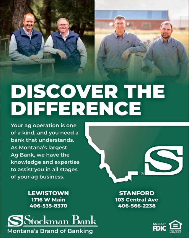 Discover the Difference, Stockman Bank - Stanford / Lewiston, Lewistown, MT