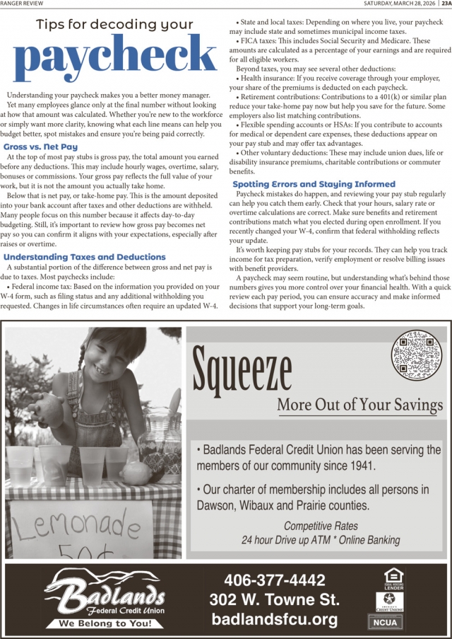 Squeeze More out Of Your Savings, Badlands Federal Credit Union - Glendive, Glendive, MT