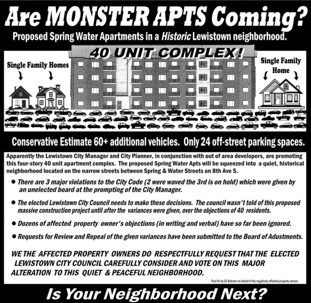 Are Monster Apts Coming?, Ed Butcher, Winifred, MT