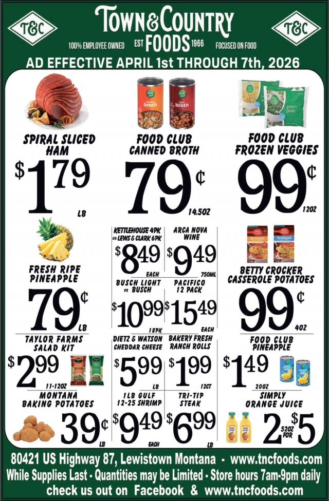 Spiral Sliced Ham, Town & Country Foods - Lewiston, Lewistown, MT