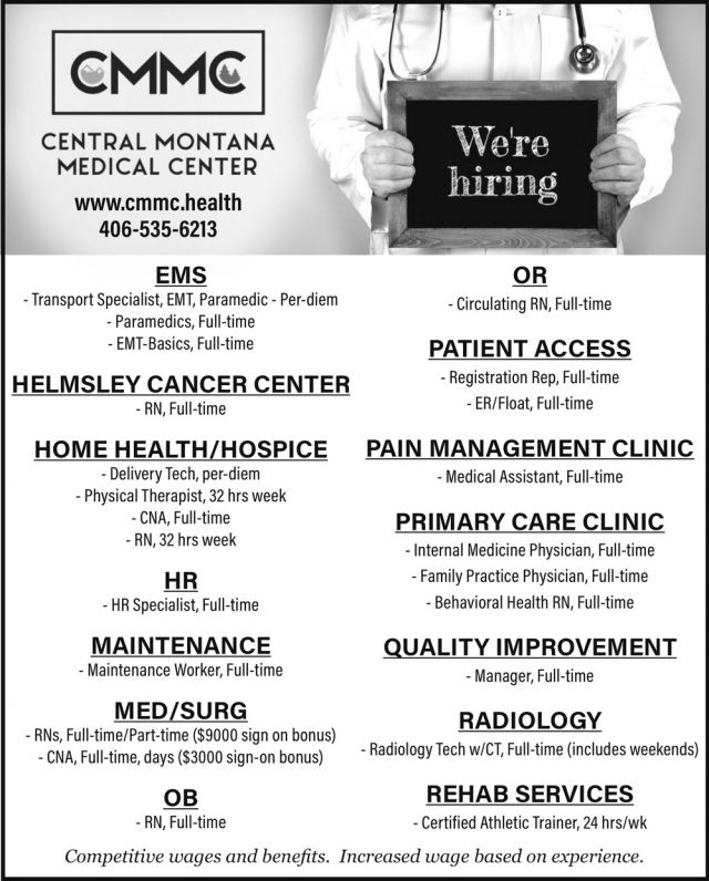 Transport Specialist, Central Montana Medical Center, Lewistown, MT