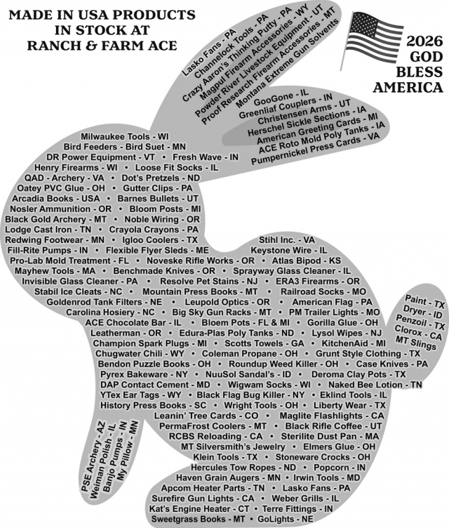 Made Is USA Products, Ranch & Farm Ace Hardware, Glendive, MT