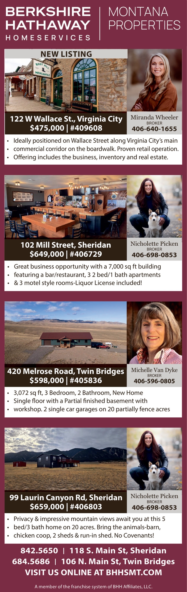 Montana Properties, Michelle Van Dyke / Nicholette Picken / Miranda Wheeler - Berkshire Hathaway HomeServices Montana Properties
