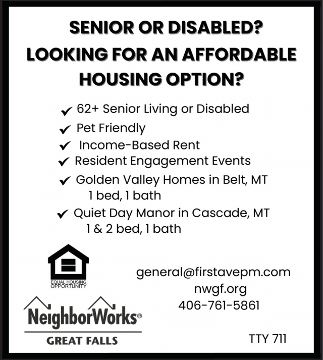 62+ Senior Living or Disabled, NeighborWorks - Great Falls, Great Falls, MT