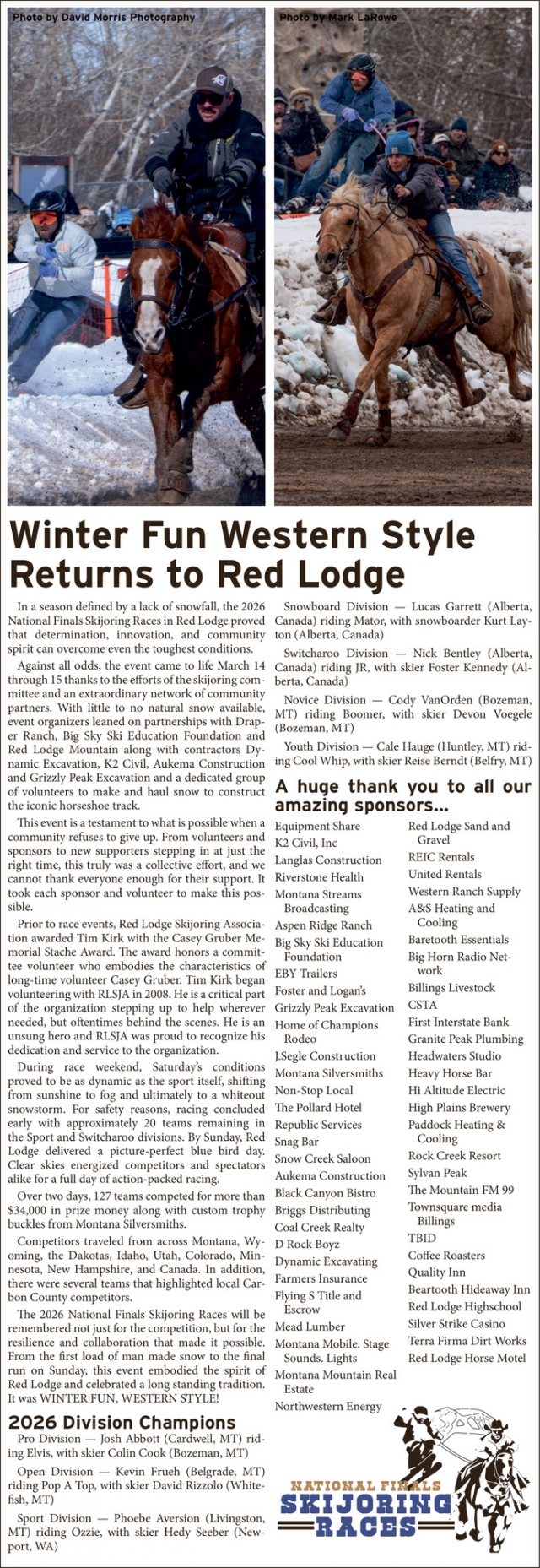 Winter Fun Western Style Returns to Red Lodge, National Finals Skijoring Races, Red Lodge, MT