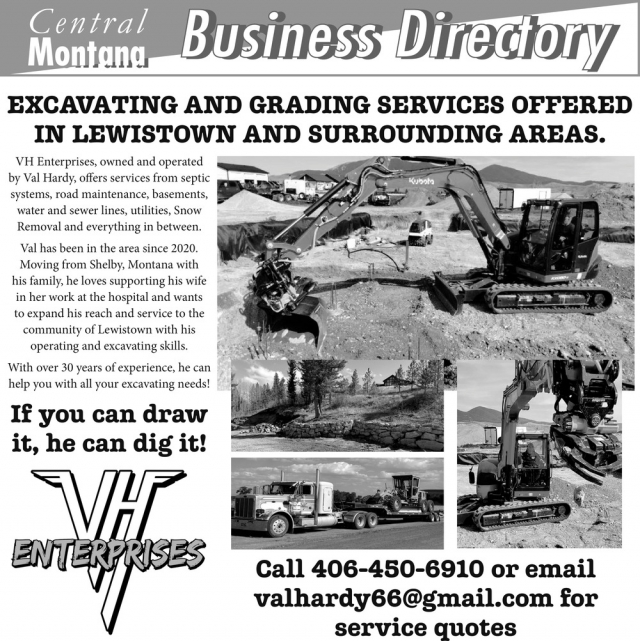 Excavating and Grading Services, VH Enterprises, Lewistown, MT