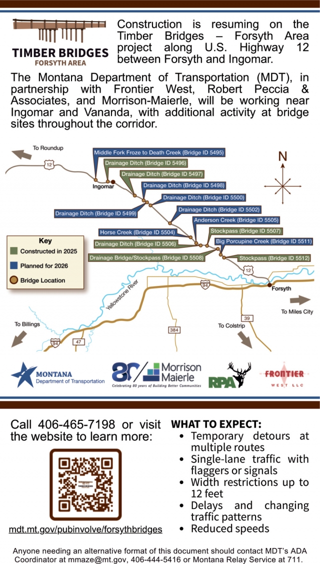 Timber Bridges Forsyth Area, Montana Department of Transportation, Helena, MT