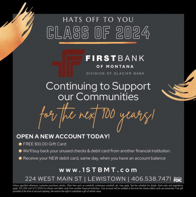 Hats Off to You Class of 2024, First Bank of Montana, Lewistown, MT