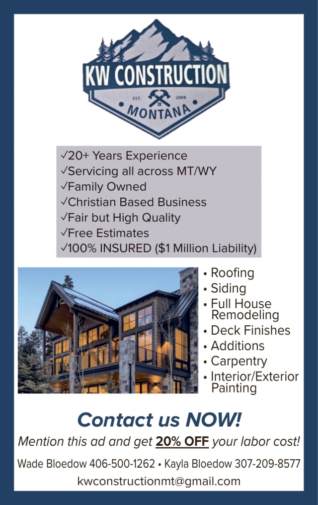 Roofing Services, KW Construction Montana