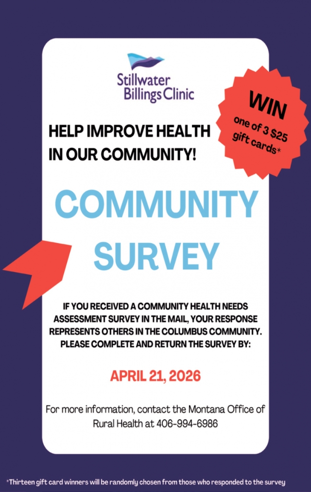 Community Survey, Stillwater Billings Clinic, Columbus, MT
