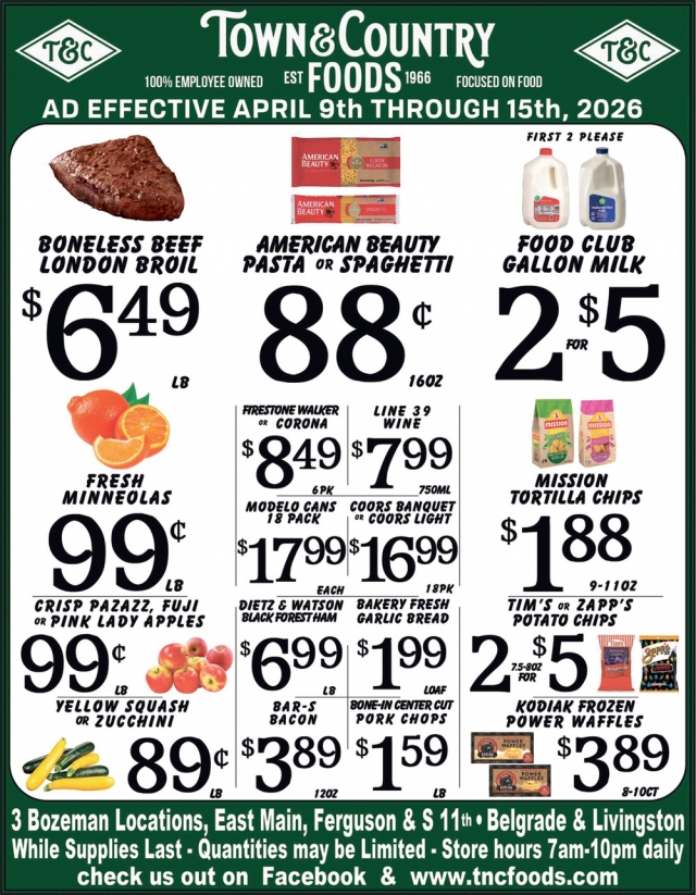 Boneless Beef London Broil, Town & Country Foods - Bozeman, Bozeman, MT