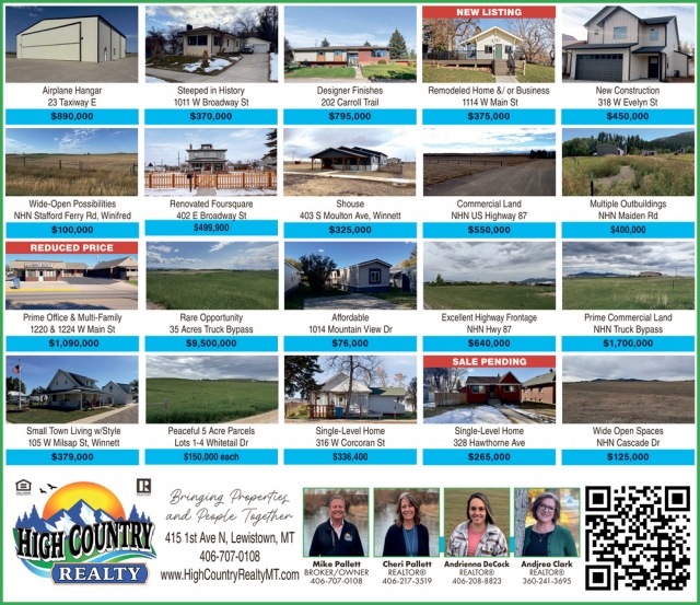 New Listing, High Country Realty, Lewistown, MT