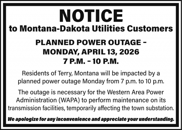 Notice, Montana-Dakota Utilities Co., Glendive, MT